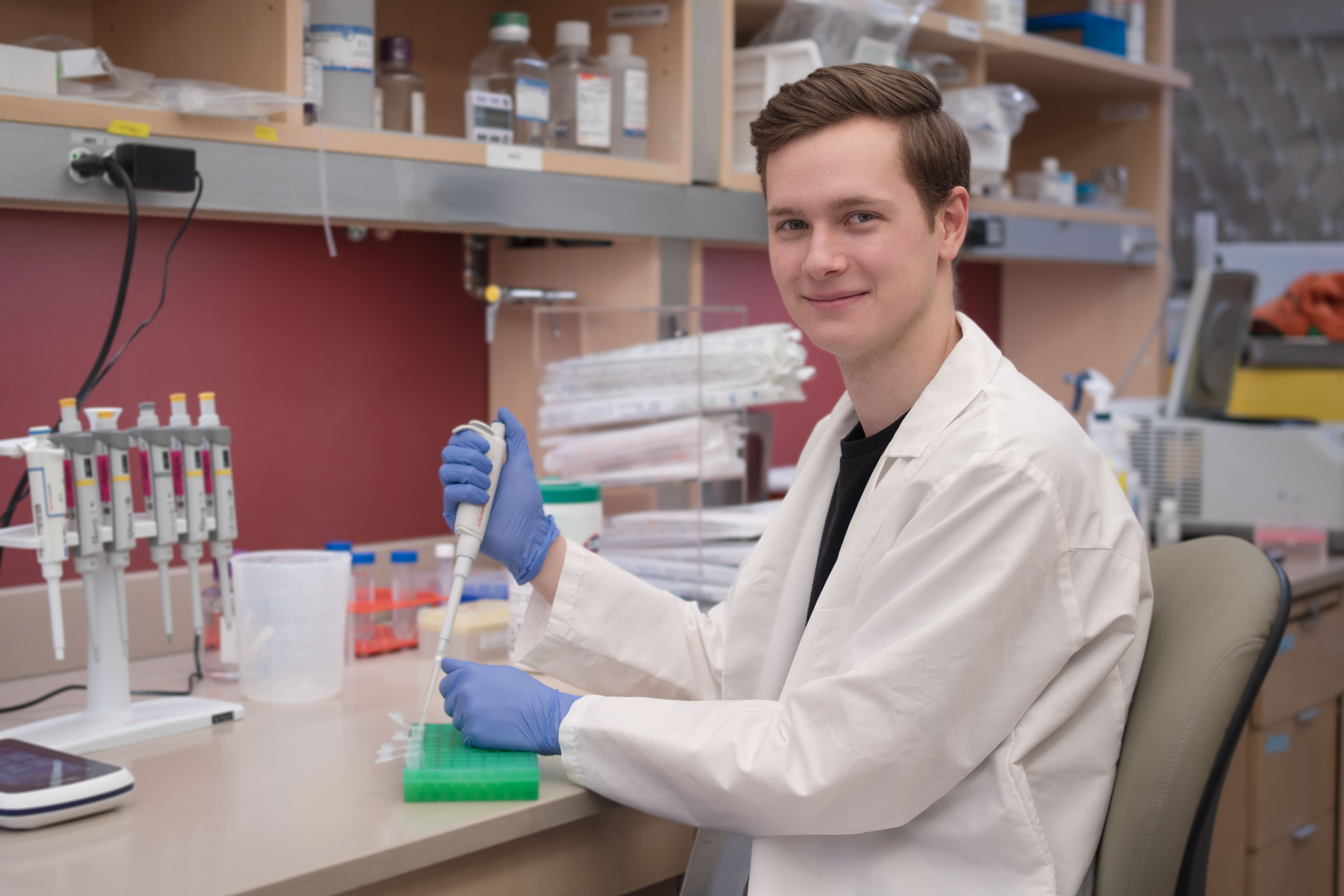 Matthew Price in the lab